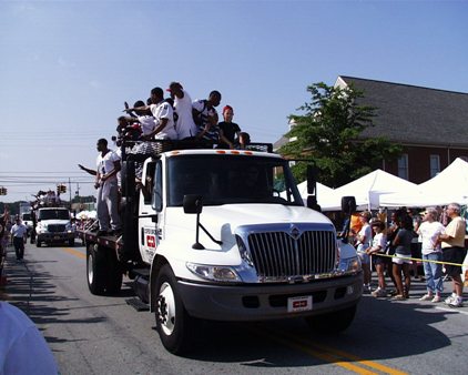 football team on Cofer truck